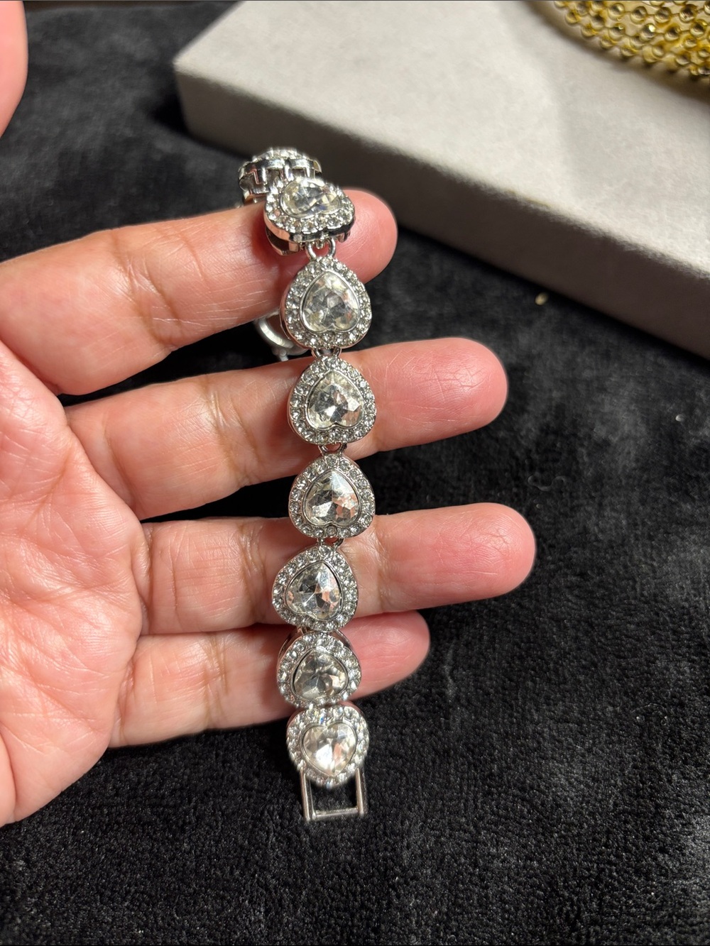 Crystal Teardrop Bracelet - Silver Tone 7” inches